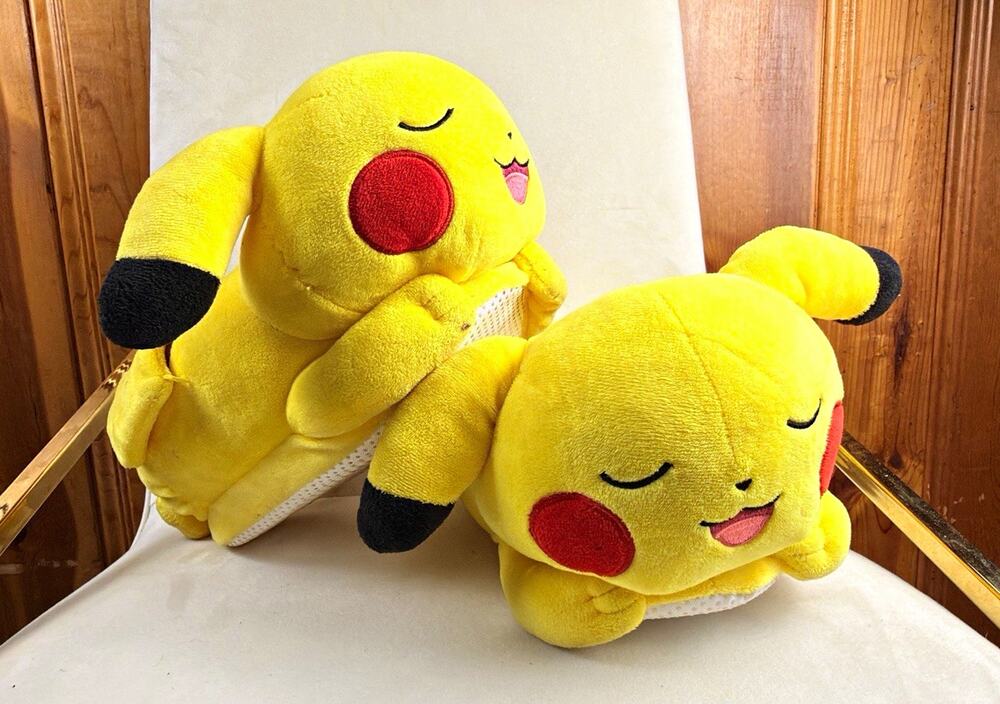 Pokémon Pikachu Plush Slip-On Slippers Yellow Non-Slip Unisex kids US 5